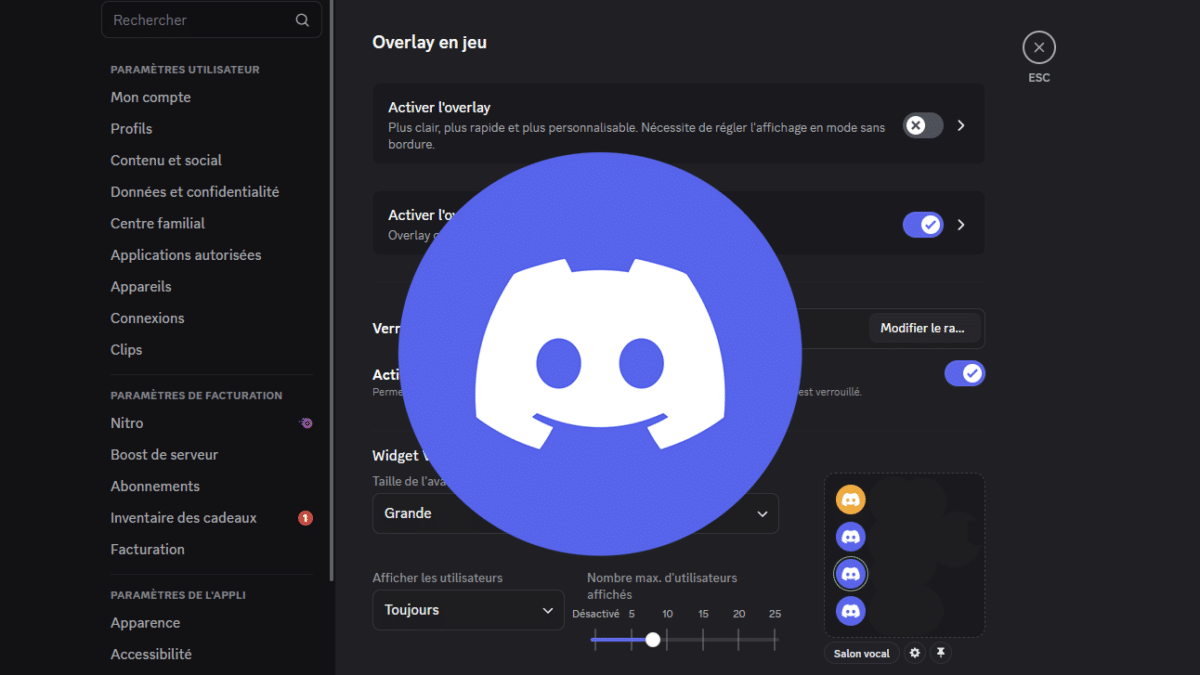Overlay sur l'application Discord